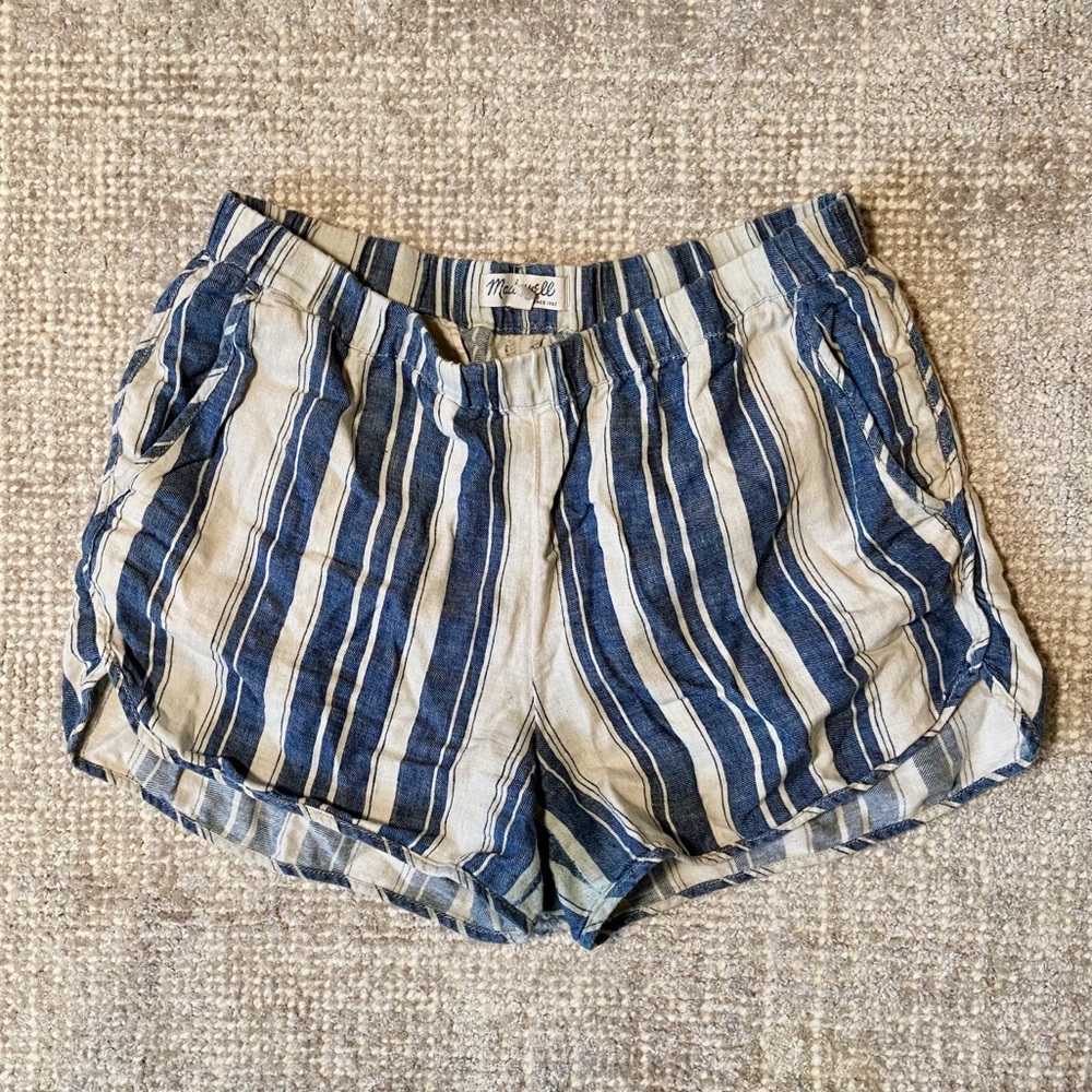 Madewell Indigo Stripe Pull-On Shorts